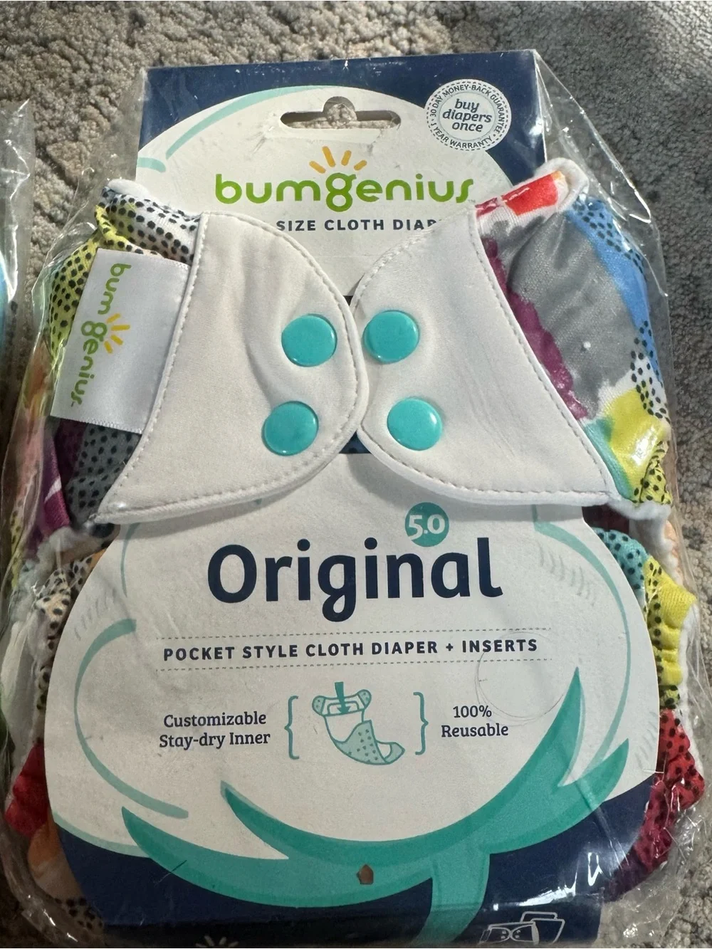 SET Of 7 Reusable Cloth Diaper Set - Pink, Green, Orange and 2 reusable swim